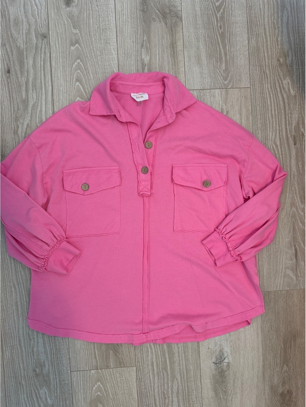 Fantastic Fawn pink two button shirt